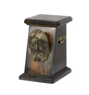 Terrier tibétain, Terrier du Tibet, Dhoki Apso - urne pour les cendres d'un chien, une urne élégante avec une statuette, une urne commémorative avec un buste de chien de la marque Art-Dog