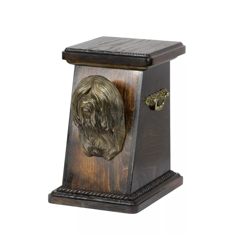Tibetan Terrier, Tsang Apso, Dokhi Apso - urn for dog ashes, elegant urn with a statue, commemorative urn with a bust of a dog by Art-Dog brand