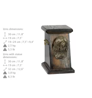 Tibetan Terrier, Tsang Apso, Dokhi Apso - urn for dog ashes, elegant urn with a statue, commemorative urn with a bust of a dog by Art-Dog brand