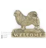 Épagneul tibétain, Épagneul du Tibet - une plaque de porte avec un chien, une plaque de bienvenue en laiton, une enseigne exceptionnelle avec l'inscription Welcome de la marque Art-Dog
