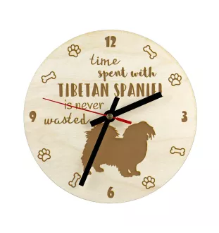 Tibetan spaniel - clock with a dog, wooden clock, wall clock for dog lovers, clock for desk and shelf, Art-Dog