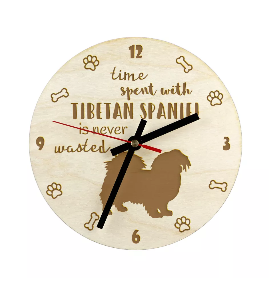 Tibetan spaniel - clock with a dog, wooden clock, wall clock for dog lovers, clock for desk and shelf, Art-Dog