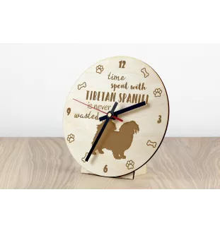Tibetan spaniel - clock with a dog, wooden clock, wall clock for dog lovers, clock for desk and shelf, Art-Dog