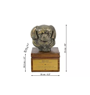 Épagneul tibétain, Épagneul du Tibet - urne pour les cendres du chien avec une statuette, petite urne pour chien, urne personnalisée avec le buste du chien de la marque Art-Dog