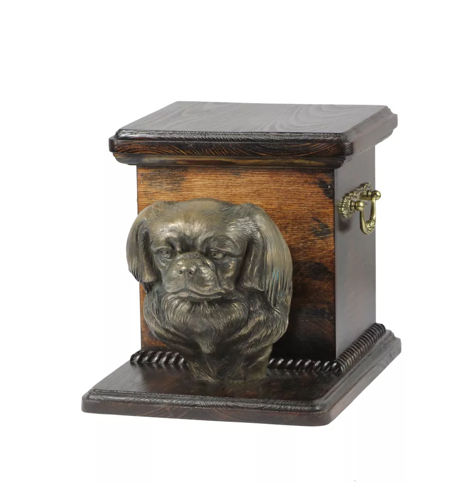 Tibetan spaniel - urn for dog ashes with a statuette, elegant urn for a dog, unique urn with a bust of a dog by Art-Dog brand