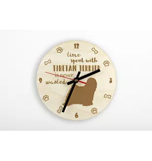 Terrier tibétain, Terrier du Tibet, Dhoki Apso - horloge avec chien, horloge en bois, horloge murale pour les amoureux des chiens, horloge de bureau et étagère, Art-Dog