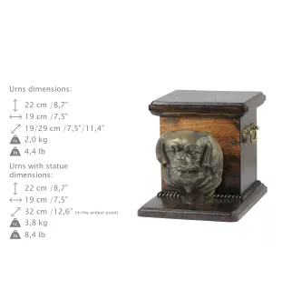 Épagneul tibétain, Épagneul du Tibet - urne pour les cendres d'un chien avec une statuette, une urne élégante pour chien, une urne exceptionnelle avec un buste de chien de la marque Art-Dog