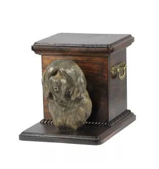 Tibetan Terrier, Tsang Apso, Dokhi Apso - urn for dog ashes with a statuette, elegant urn for a dog, unique urn with a bust of a dog by Art-Dog brand