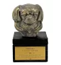 Tibetan spaniel - an urn with an engraving and a sculpture of a dog, a handmade product by the Art-Dog brand.