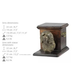Terrier tibétain, Terrier du Tibet, Dhoki Apso - urne pour les cendres d'un chien avec une statuette, une urne élégante pour chien, une urne exceptionnelle avec un buste de chien de la marque Art-Dog