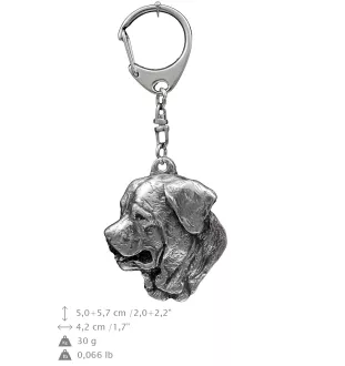 Tosa Inu, Tosa-Hund - Versilberter Schlüsselanhänger mit Hund, Handtaschen-Dekoration, Rucksack-Anhänger der Marke Art-Dog