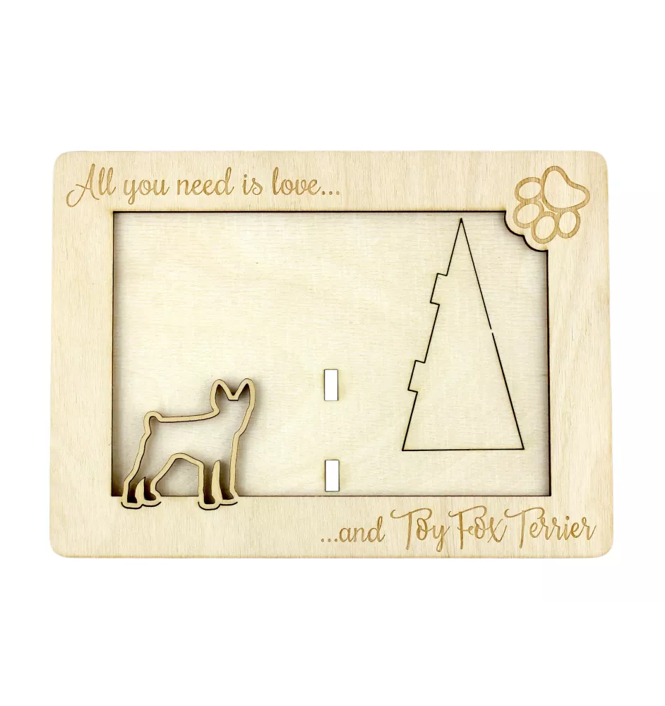 Toy Fox Terrier, American Toy Terrier, Terrier américain de jouet - Cadre photo, cadre en bois gravé, un joli gadget pour l'amoureux des chiens par Art-Dog