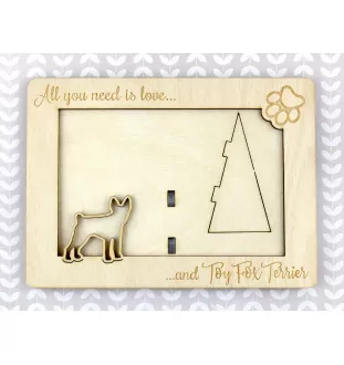Toy Fox Terrier, American Toy Terrier, Terrier américain de jouet - Cadre photo, cadre en bois gravé, un joli gadget pour l'amoureux des chiens par Art-Dog