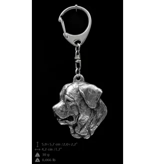 Tosa Inu, Tosa-Hund - Versilberter Schlüsselanhänger mit Hund in einer Geschenkbox, Handtaschenschmuck, Rucksackanhänger der Marke Art-Dog