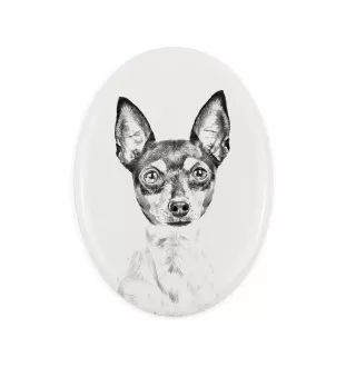 Toy Fox Terrier, American Toy Terrier, Amertoy - Gedenktafel mit einem Foto eines Hundes, Grabplatte mit Druck, personalisierte ovale Platte der Marke Art-Dog