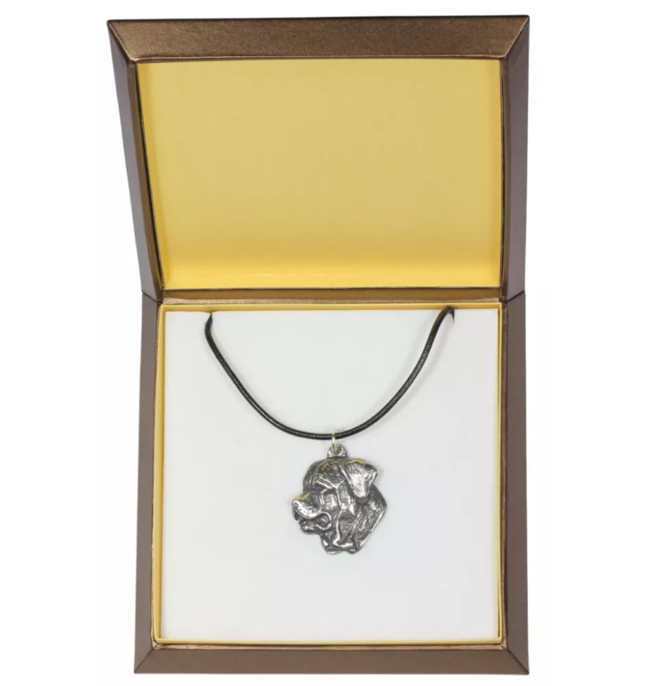 Tosa Inu - Collier de chien dans une boîte cadeau, médaillon argenté pour fan de chien, pendentif remarquable de la marque Art-Dog