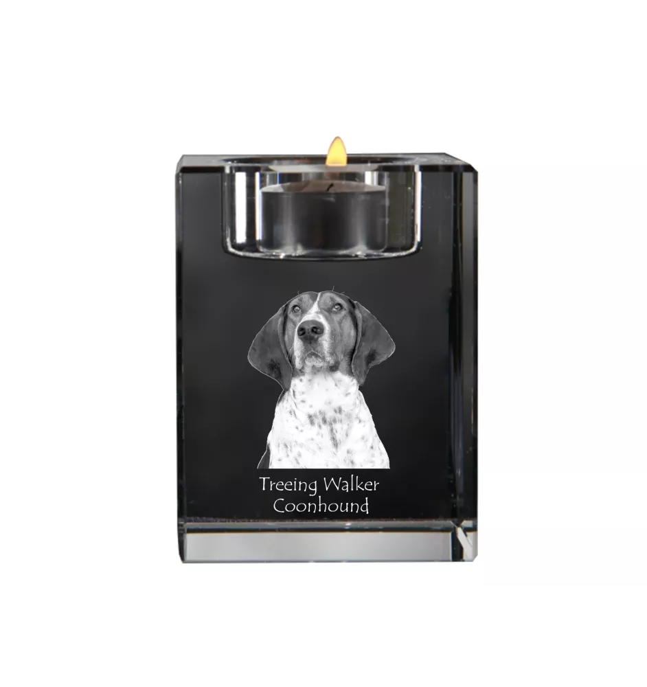 Treeing Walker Coonhound - Candle holder with dog photo, crystal tealight holder, personalised gift by Art-Dog brand
