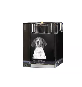 Treeing Walker Coonhound - Bougeoir avec photo de chien, porte bougie en cristal, cadeau personnalisé par la marque Art-Dog