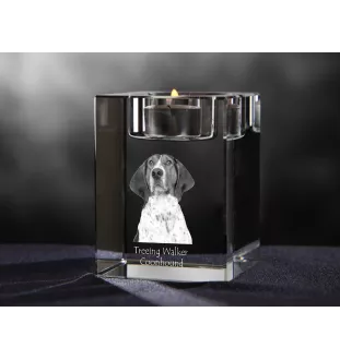 Treeing Walker Coonhound - Candle holder with dog photo, crystal tealight holder, personalised gift by Art-Dog brand