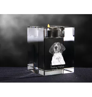 Treeing Walker Coonhound - Bougeoir avec photo de chien, porte bougie en cristal, cadeau personnalisé par la marque Art-Dog