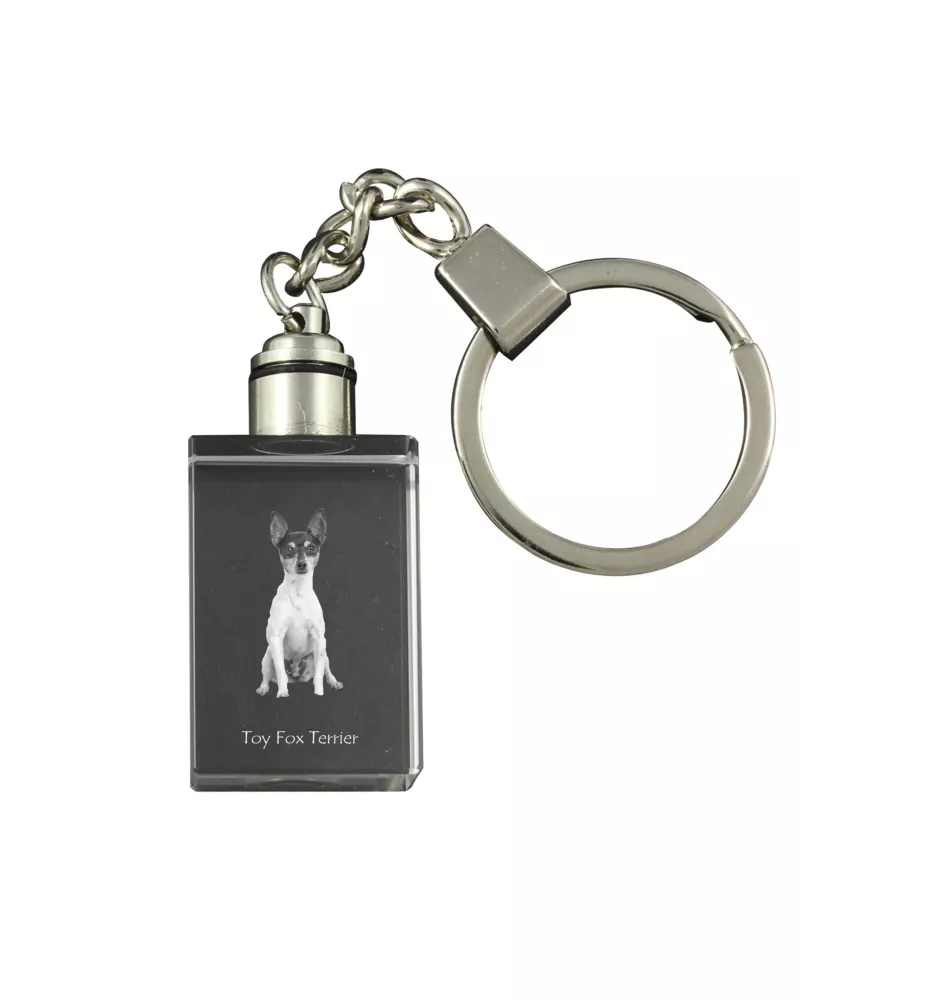Toy Fox Terrier, American Toy Terrier, Terrier américain de jouet - Porte-clés en cristal avec photo de chien, porte-clés lumineux, cadeau unique de la marque Art-Dog