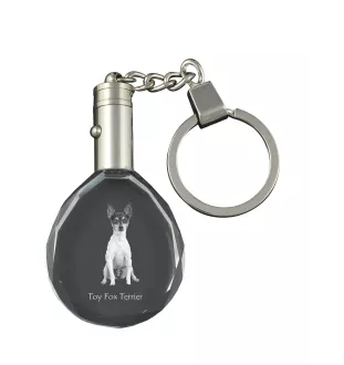 Toy Fox Terrier, American Toy Terrier, Terrier américain de jouet - pendentif avec une photo de chien, porte-clés en cristal dans une boîte cadeau, un cadeau unique par Art-Dog