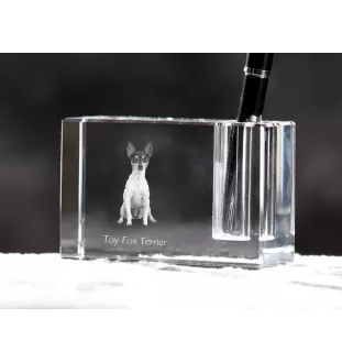Toy Fox Terrier, American Toy Terrier, Amertoy - Pen stand, crystal organiser with dog photo, unique desk decoration by Art-Dog brand