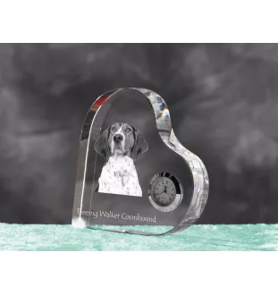 Treeing Walker Coonhound - Kristalluhr mit einem Hundebild, Herzregal-Uhr, personalisierte Standuhr der Marke Art-Dog
