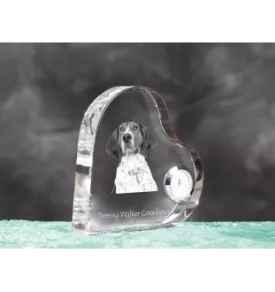 Treeing Walker Coonhound - Kristalluhr mit einem Hundebild, Herzregal-Uhr, personalisierte Standuhr der Marke Art-Dog