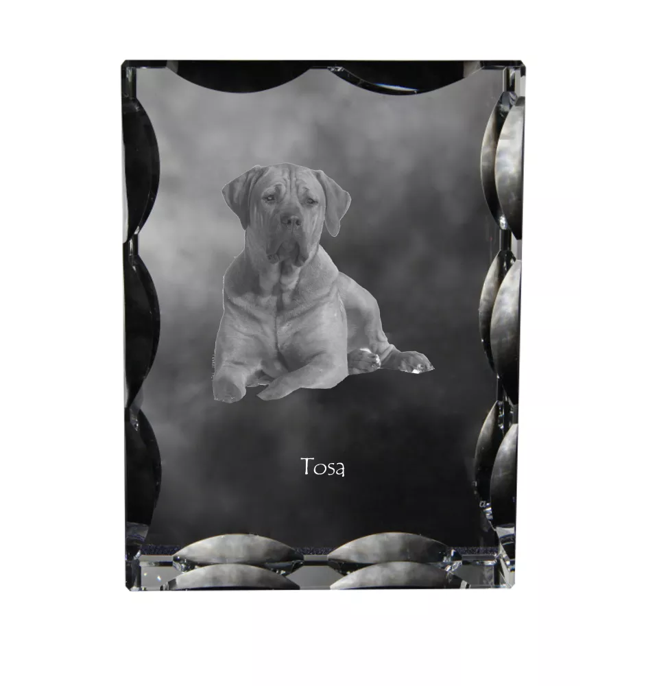 Tosa Inu, Tosa-Ken, Japanese Mastiff - crystal with a picture of a dog, glass statuette with a picture, unique frame with a picture from Art-Dog brand
