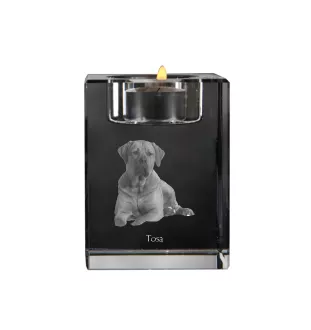Tosa Inu - Bougeoir avec photo de chien, porte bougie en cristal, cadeau personnalisé par la marque Art-Dog