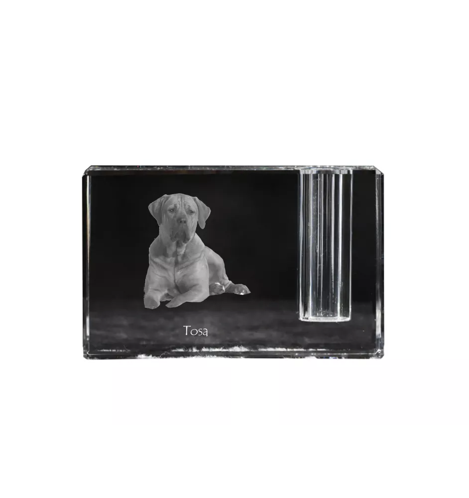 Tosa Inu, Tosa-Hund - Stifthalter, Kristallorganizer mit Hundefoto, einzigartige Schreibtischdekoration der Marke Art-Dog