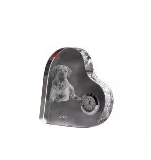 Tosa Inu, Tosa-Ken, Japanese Mastiff - crystal clock with a dog picture, heart-shaped shelf clock, personalized standing clock by Art-Dog brand