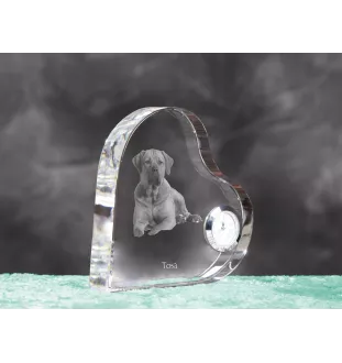 Tosa Inu - horloge en cristal avec une photo de chien, horloge de table en forme de cœur, horloge debout personnalisée de la marque Art-Dog