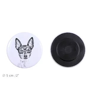 Toy Fox Terrier, American Toy Terrier, Amertoy Magnet mit einem Hundepfotenabdruck, außergewöhnlich leicht, starker Magnet, handgefertigtes Produkt der Marke Art-Dog