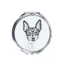 Toy Fox Terrier, American Toy Terrier, Amertoy - Taschenspiegel mit Hund, personalisierter Taschenspiegel, kompakter Spiegel mit Art-Dog-Logo