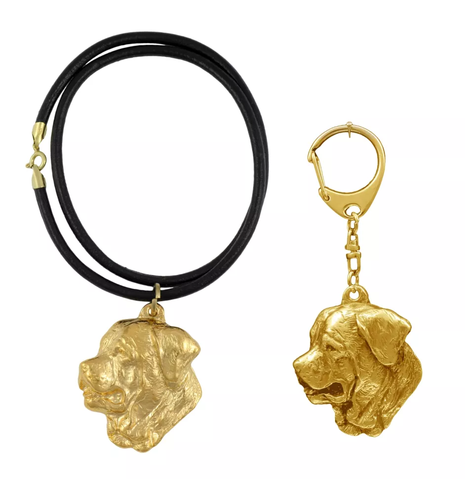 Tosa Inu - porte-clés et collier avec chien dans une boîte, produit plaqué or de haute qualité, marque Art-Dog