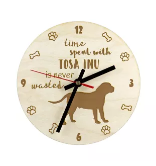 Tosa Inu - horloge avec chien, horloge en bois, horloge murale pour les amoureux des chiens, horloge de bureau et étagère, Art-Dog