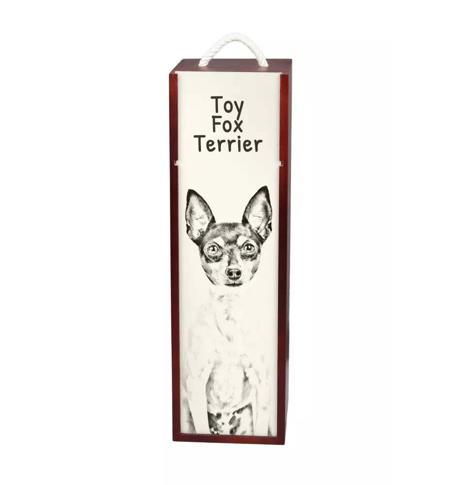 Toy Fox Terrier, American Toy Terrier, Terrier américain de jouet - boîte à vin avec chien, boîte à alcool avec graphisme, boîte cadeau personnalisée de la marque Art-Dog