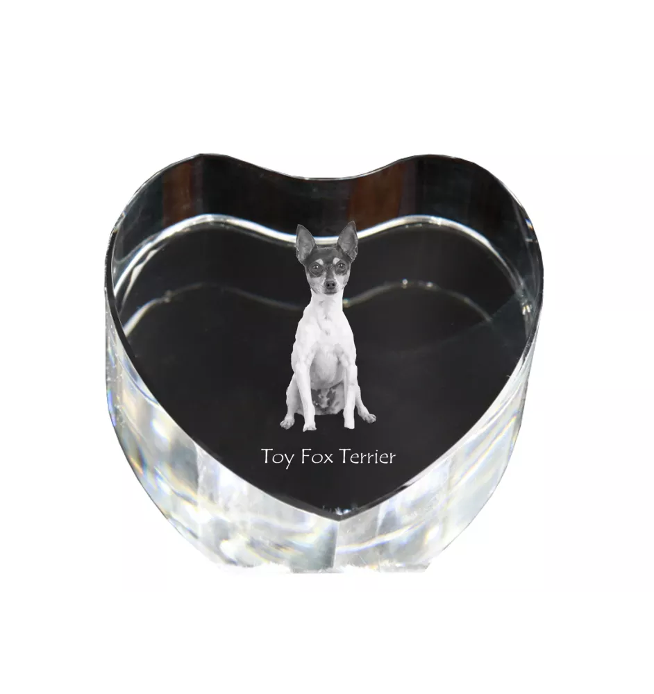 Toy Fox Terrier, American Toy Terrier, Terrier américain de jouet - une photo de chien dans un cristal, un cœur en cristal, un cadre photo exceptionnel de la marque Art-Dog