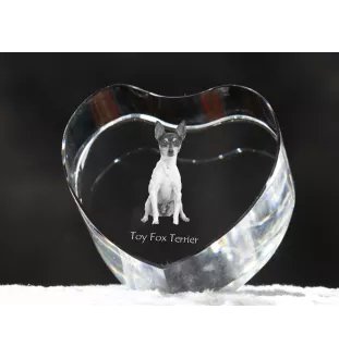 Toy Fox Terrier, American Toy Terrier, Terrier américain de jouet - une photo de chien dans un cristal, un cœur en cristal, un cadre photo exceptionnel de la marque Art-Dog