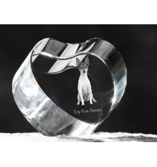 Toy Fox Terrier, American Toy Terrier, Terrier américain de jouet - une photo de chien dans un cristal, un cœur en cristal, un cadre photo exceptionnel de la marque Art-Dog