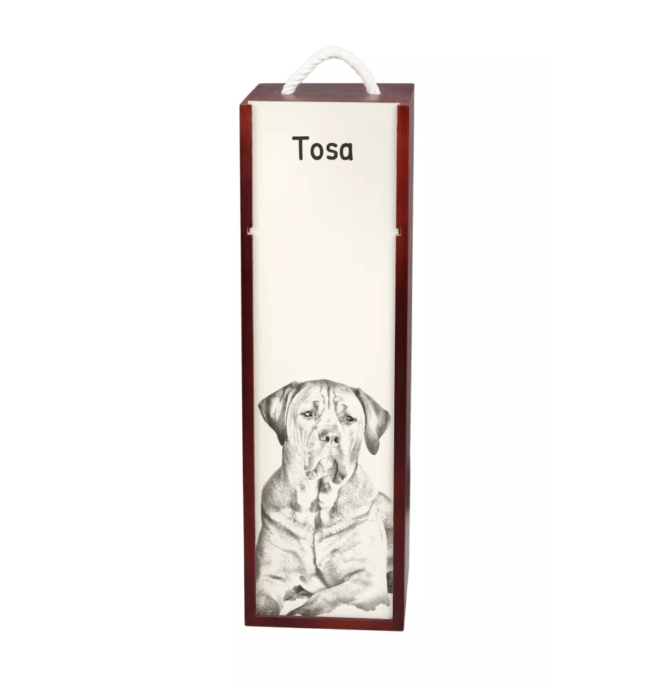 Tosa Inu - boîte à vin avec chien, boîte à alcool avec graphisme, boîte cadeau personnalisée de la marque Art-Dog