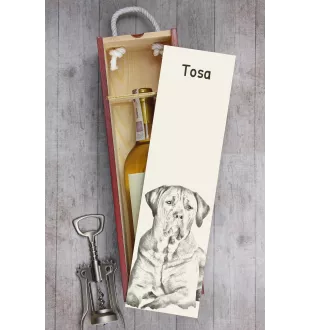 Tosa Inu, Tosa-Hund - Weinbox mit Hund, Alkoholbox mit Grafik, personalisierte Geschenkbox der Marke Art-Dog