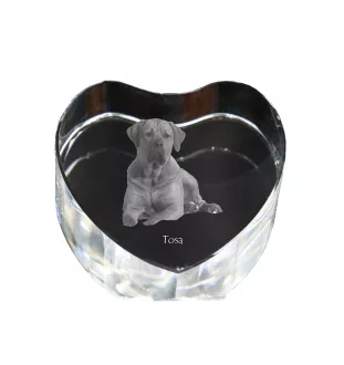 Tosa Inu, Tosa-Hund - Hundebild im Kristall, Kristallherz, einzigartiger Bilderrahmen der Marke Art-Dog