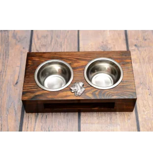 Tosa Inu, Tosa-Ken, Japanese Mastiff - wooden stand with bowls for a dog, steel dog bowls, a gift for adopting a dog from the Art-Dog brand
