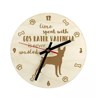 Ratonero Valenciano, Gos Rater Valencià - Hundeuhr, Holzuhr, Wanduhr für Hundefreunde, Tisch- und Regaluhr, Art-Dog