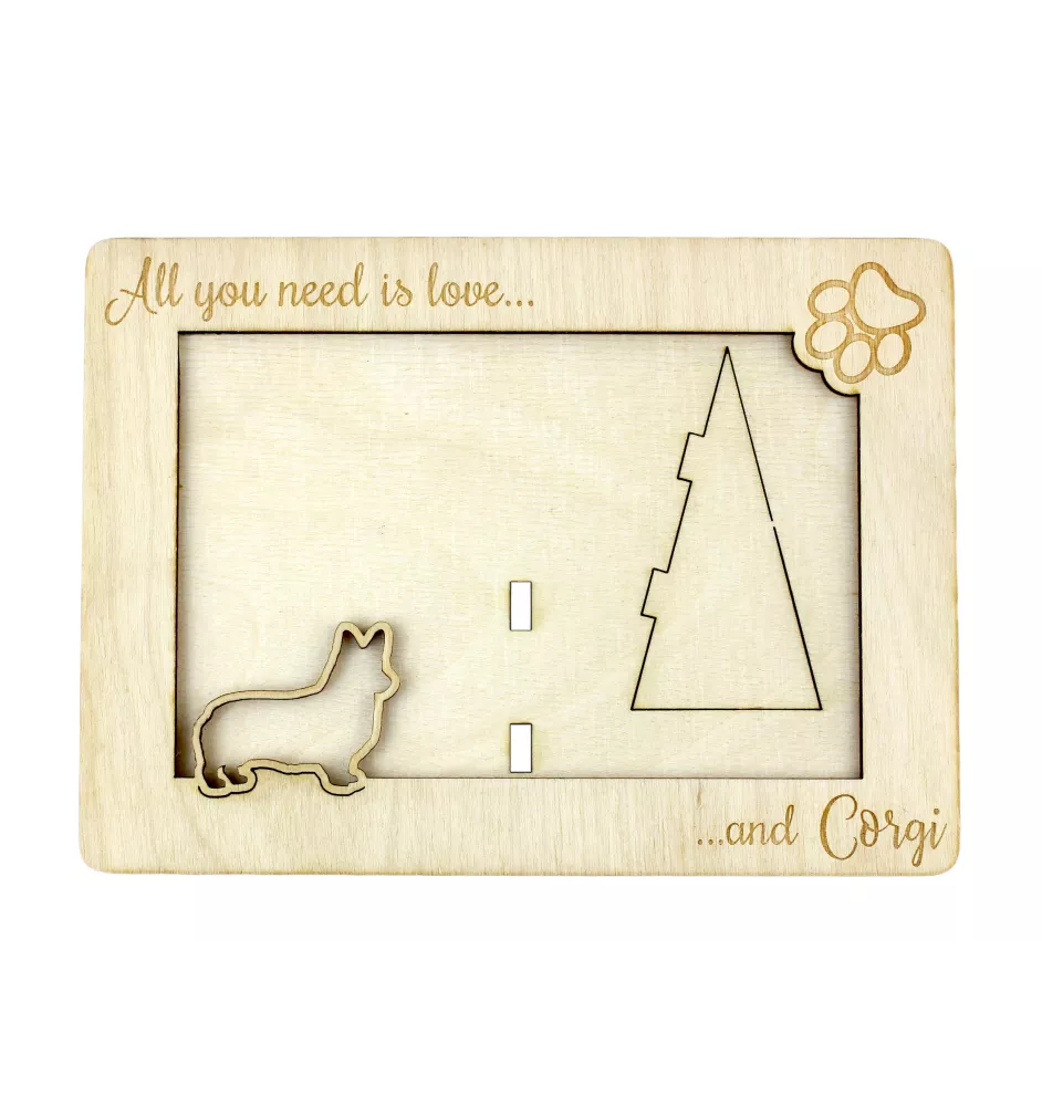Welsh Corgi - Cadre photo, cadre en bois gravé, un joli gadget pour l'amoureux des chiens par Art-Dog
