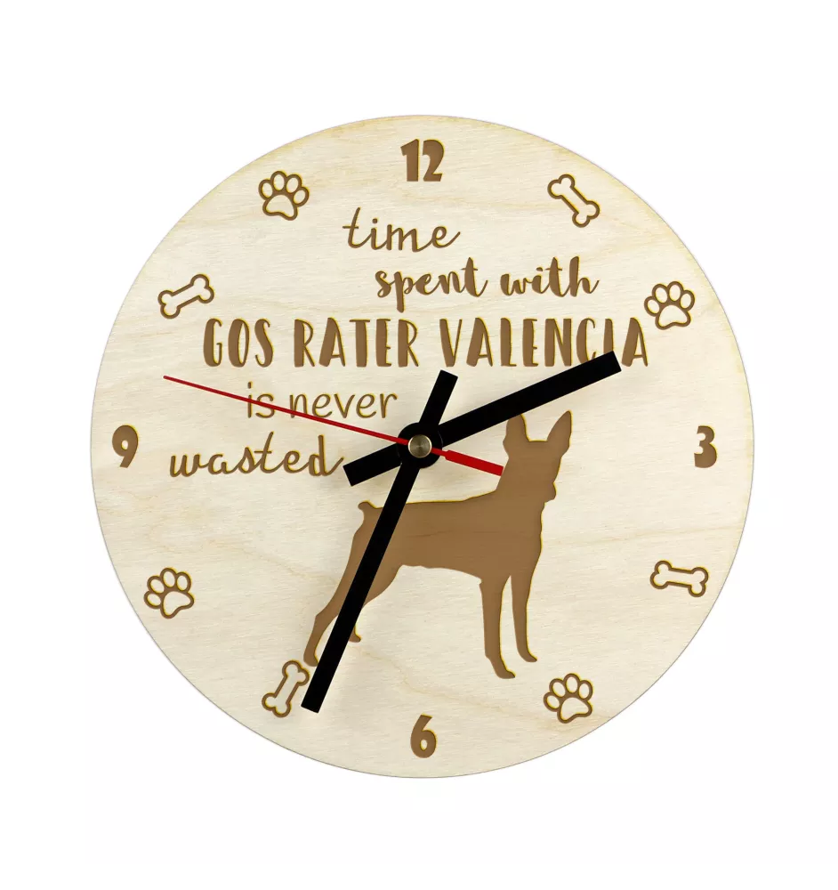 Ratonero Valenciano, Gos Rater Valencià - Uhr mit Hund, Holzuhr mit Gravur, personalisierte Uhr von Art-Dog