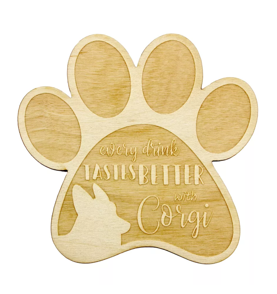 Welsh Corgi - Mug coaster, engraved coaster with dog, gift for dog lover by Art-Dog brand